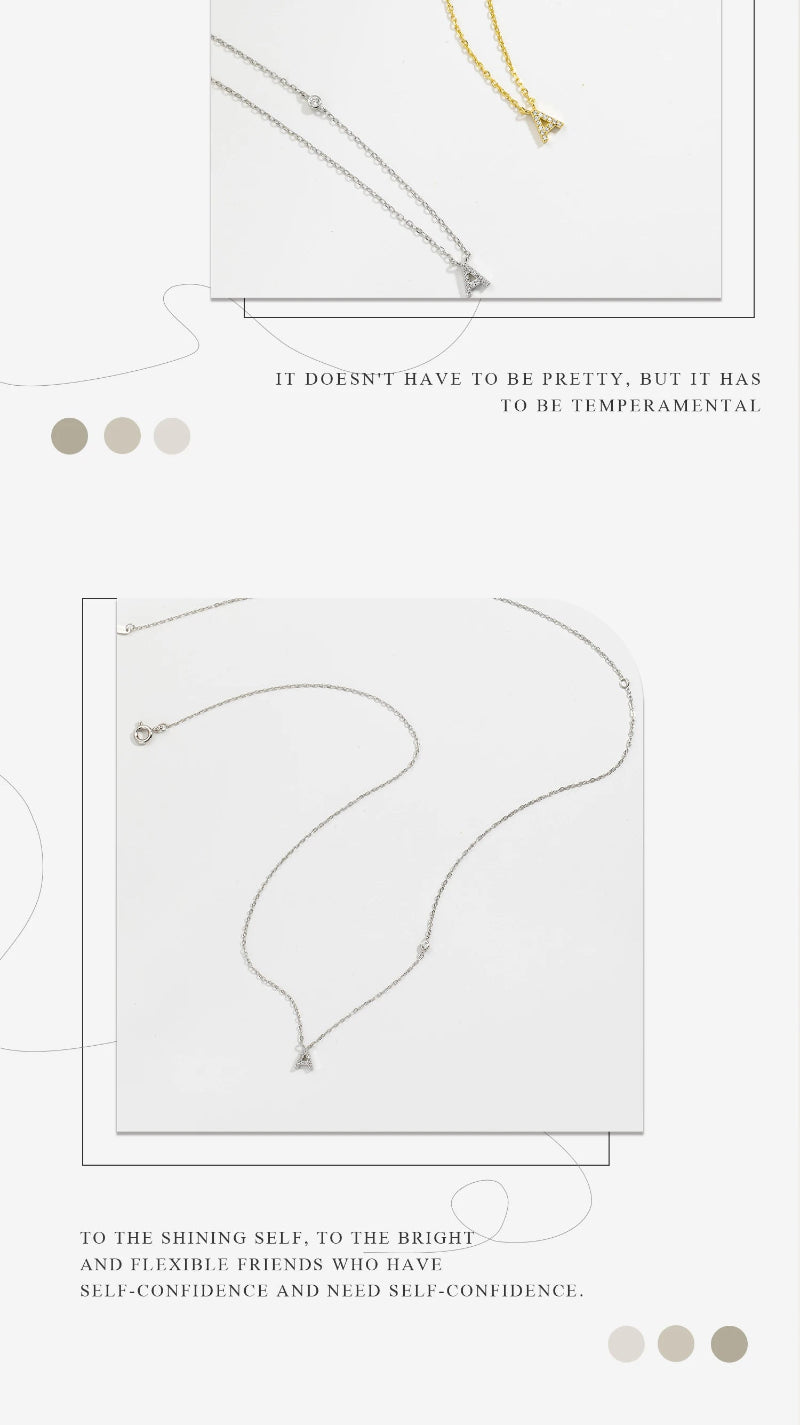 Sterling Silver Gold Letters Pendant Monogram Necklace