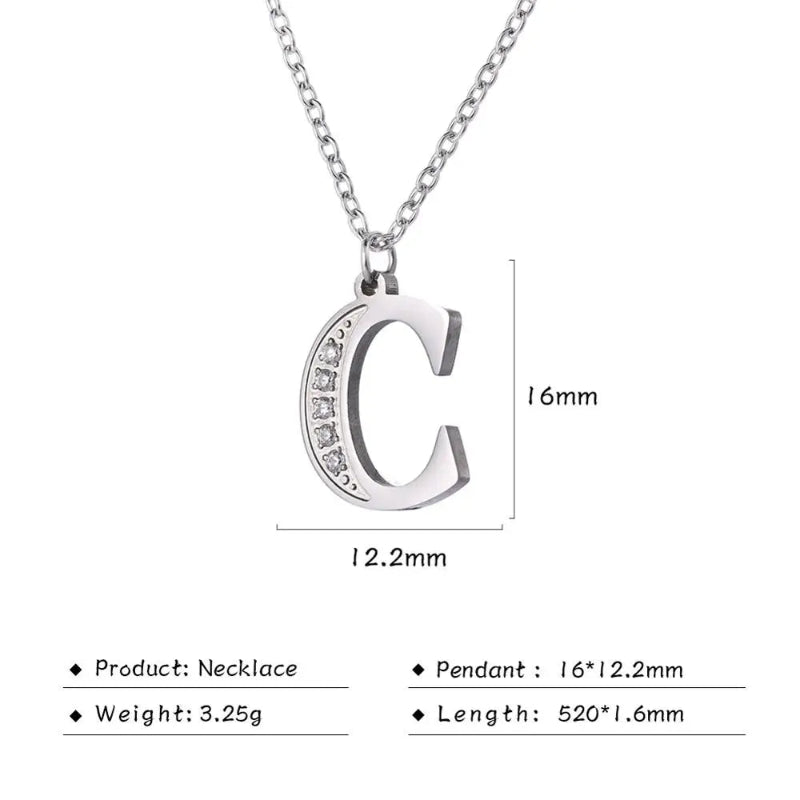 Initial Necklace With Dazzling Zircon