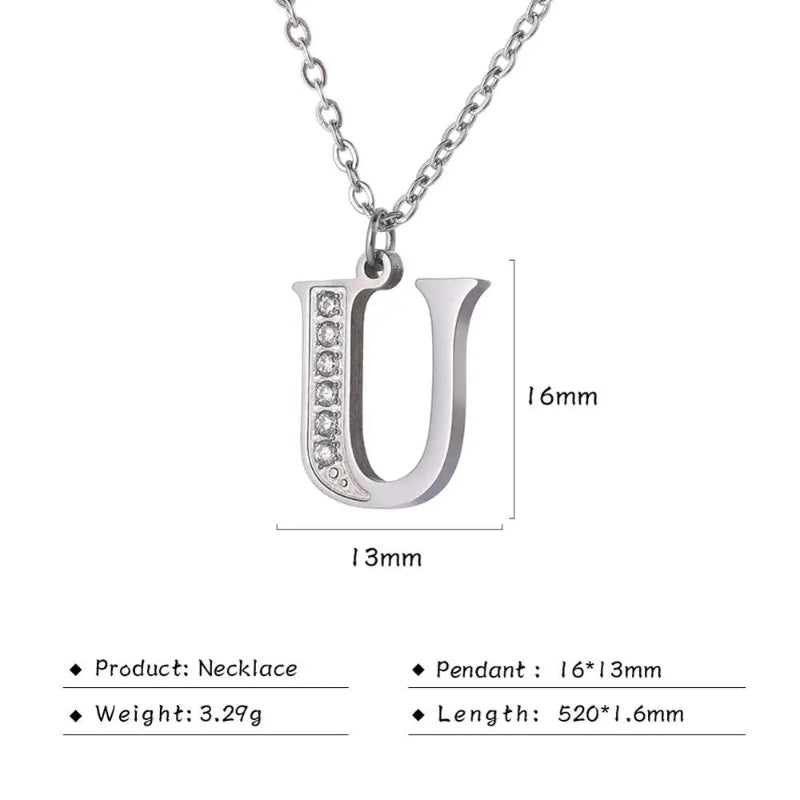 Initial Necklace With Dazzling Zircon