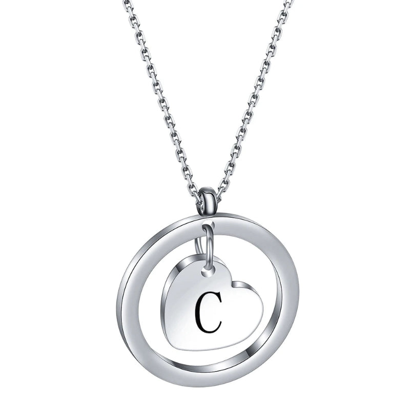 Dangle Heart Initial Necklace
