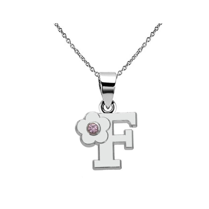 Initial Necklace With Crystal Flower