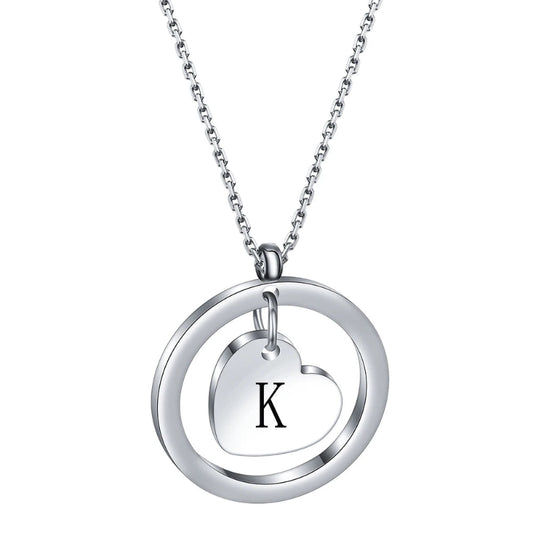 Dangle Heart Initial K Necklace