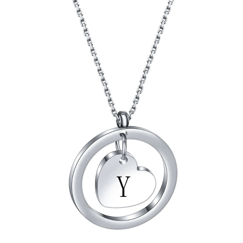 Dangle Heart Initial Necklace