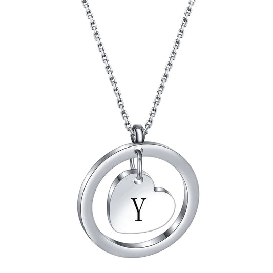Dangle Heart Initial Y Necklace