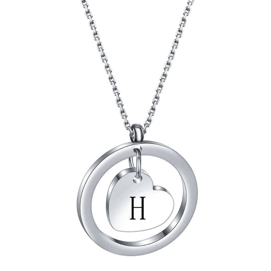 Dangle Heart Initial H Necklace