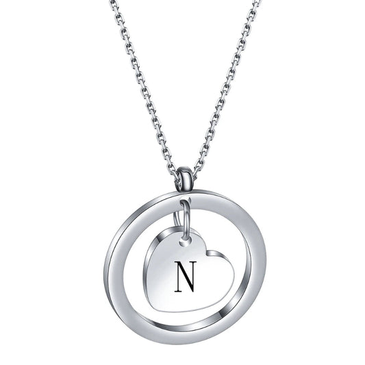 Dangle Heart Initial N Necklace