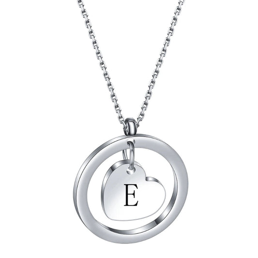 Dangle Heart Initial E Necklace