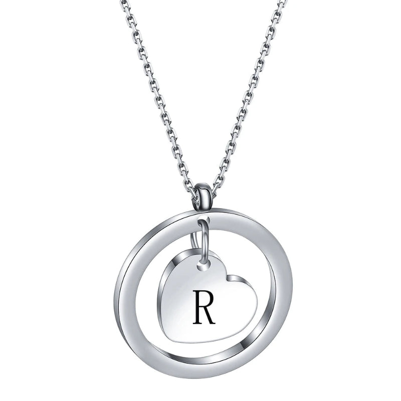 Dangle Heart Initial Necklace
