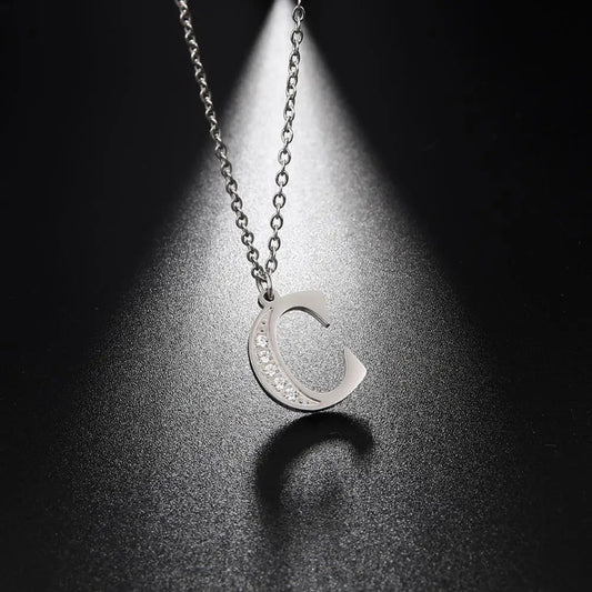 Initial Necklace With Dazzling Zircon