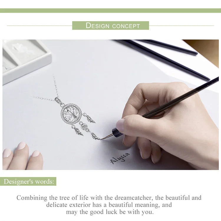 Tree of Life Dream Catcher Pendant Necklace
