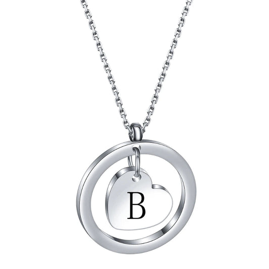 Dangle Heart Initial B Necklace