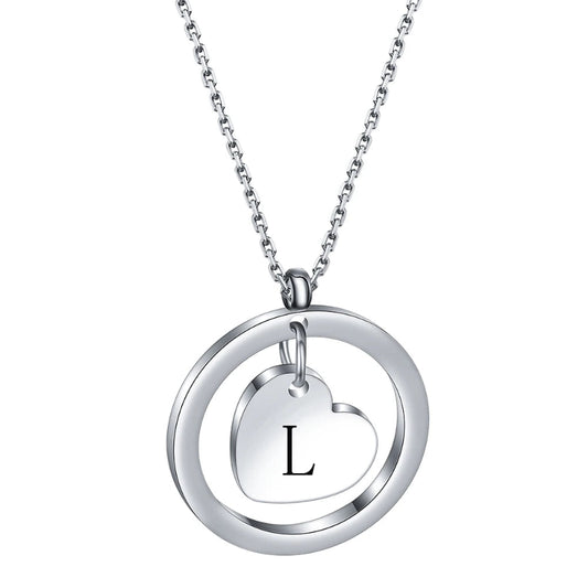 Dangle Heart Initial L Necklace