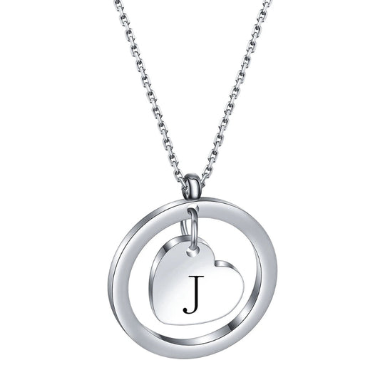 Dangle Heart Initial J Necklace