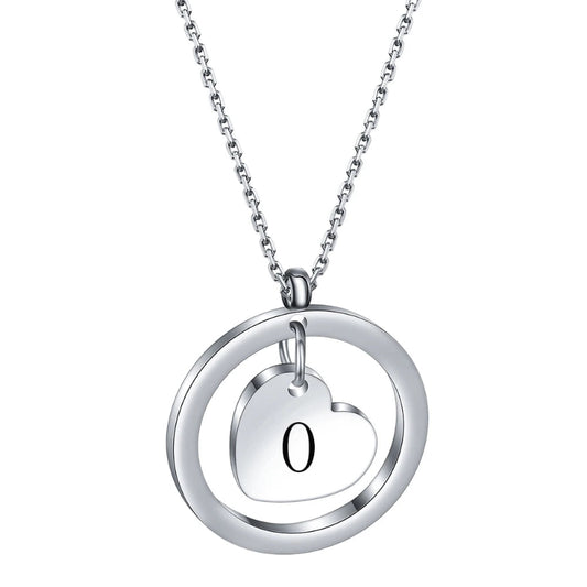Dangle Heart Initial O Necklace