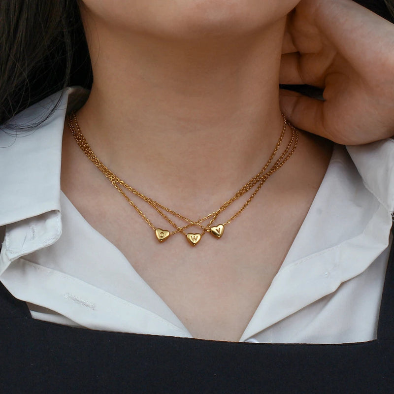 Mini Heart Initial Necklace