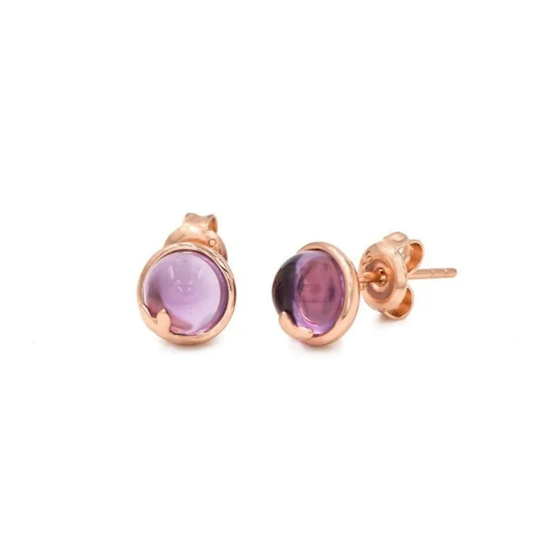 Natural Amethyst Stud Earrings