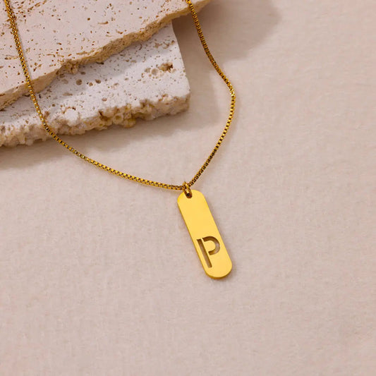 Hollow Initial Necklace
