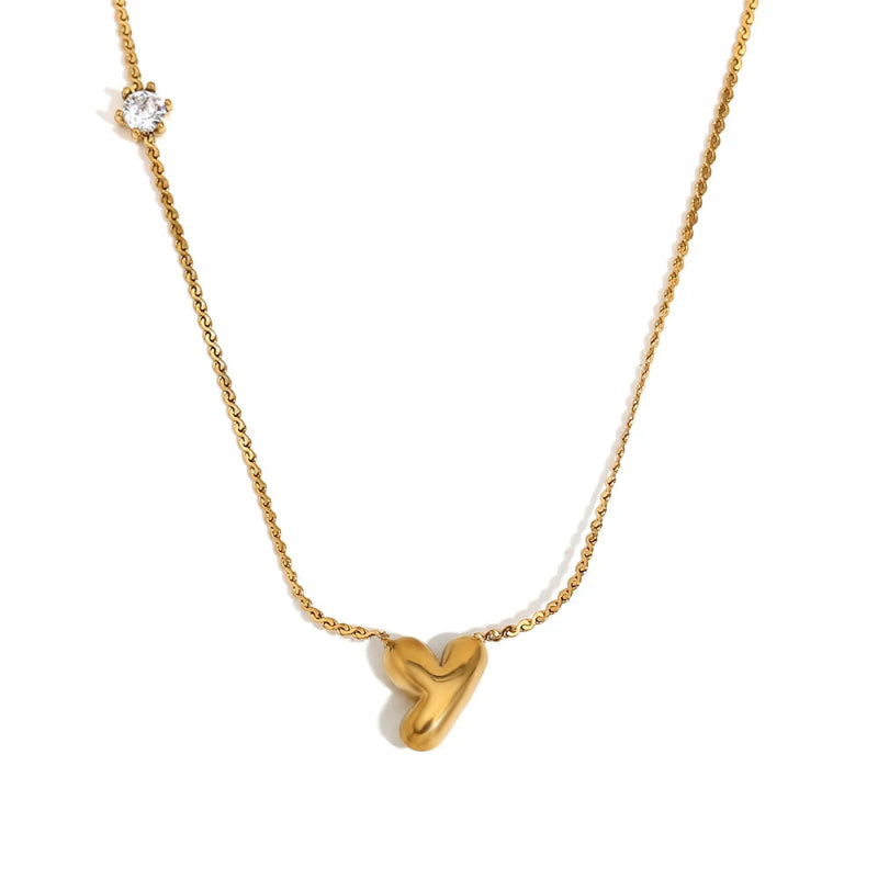Mini Bubble Up initial With Zircon Necklace
