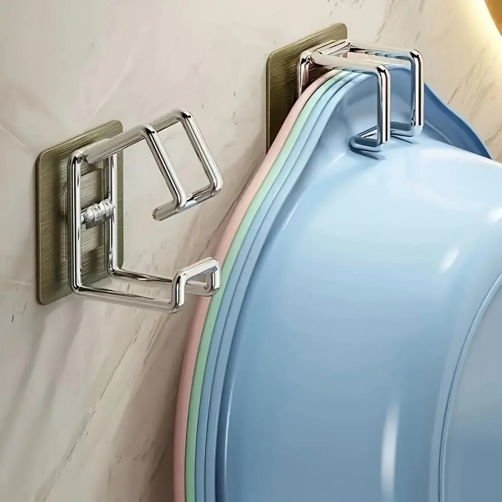 Stainless Steel Adhesive Wall Hook – No-Drill Kitchen & Bathroom Organizer (1/2/4/6 Pcs)