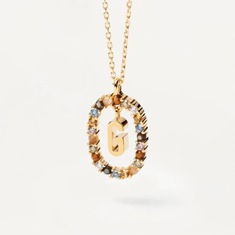 Coloured Zircon Letter Necklace