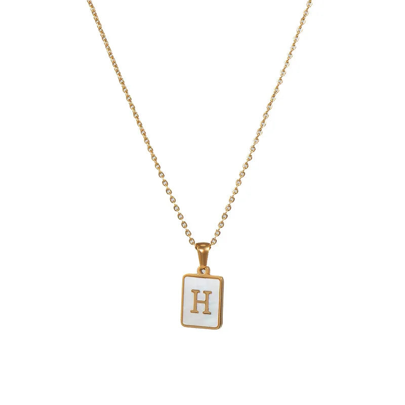 Minimalist Mother of Pearl Initial Necklace