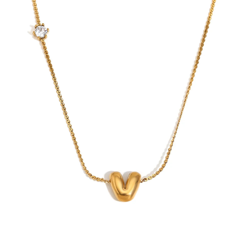Mini Bubble Up initial With Zircon Necklace