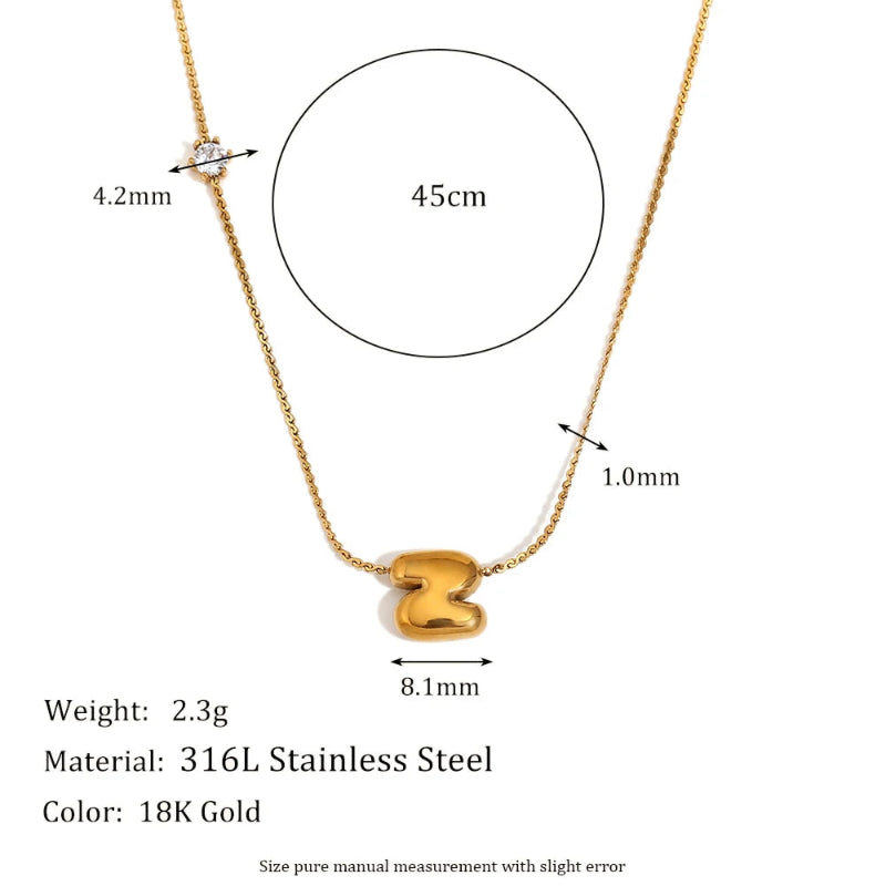Mini Bubble Up initial With Zircon Necklace