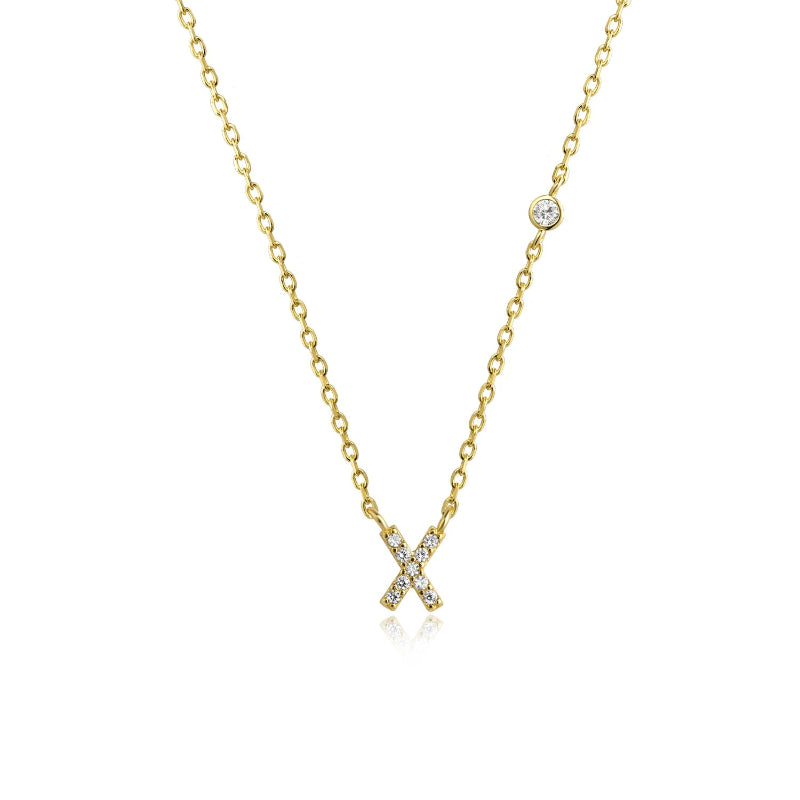 Sterling Silver Gold Letters Pendant Monogram Necklace