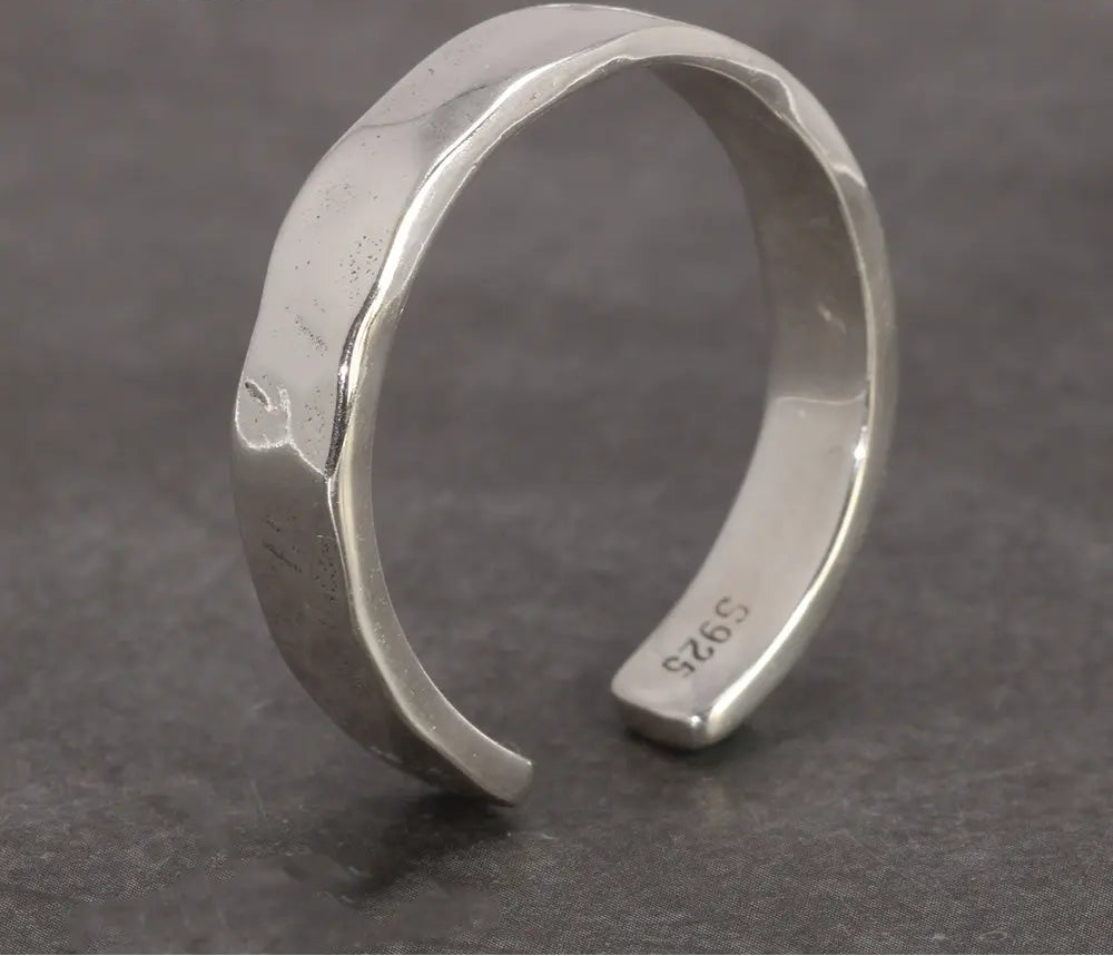 Adjustable Hand Hammer Pattern Men Women Ring