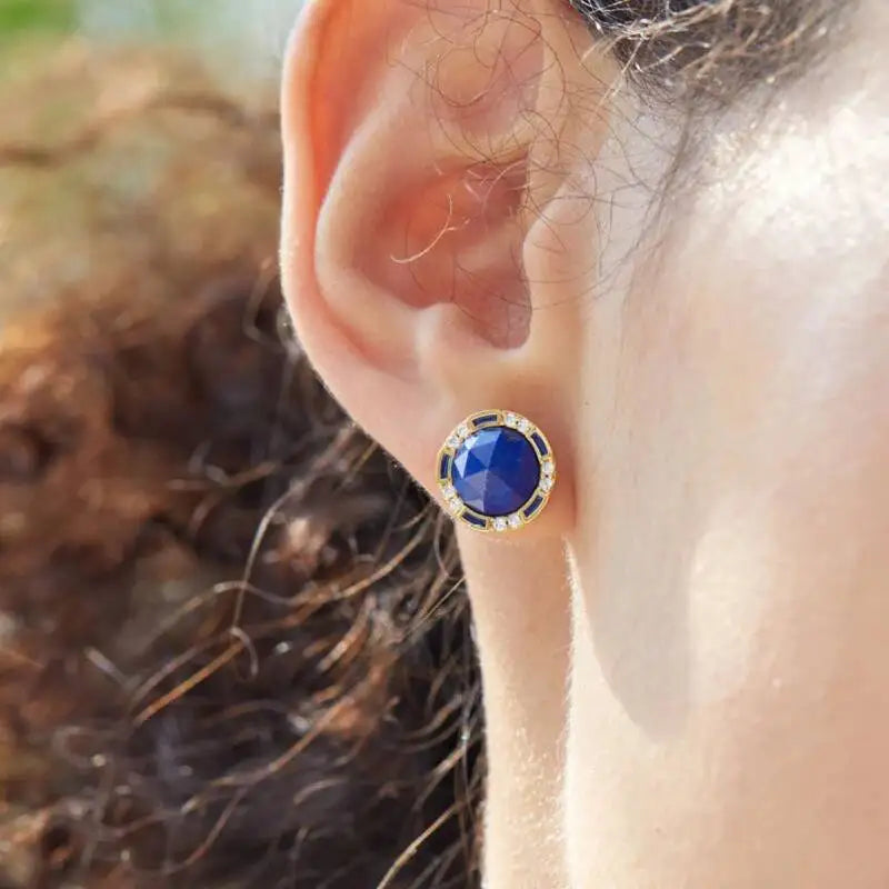 Natural Lapis Lazuli Stud Earrings