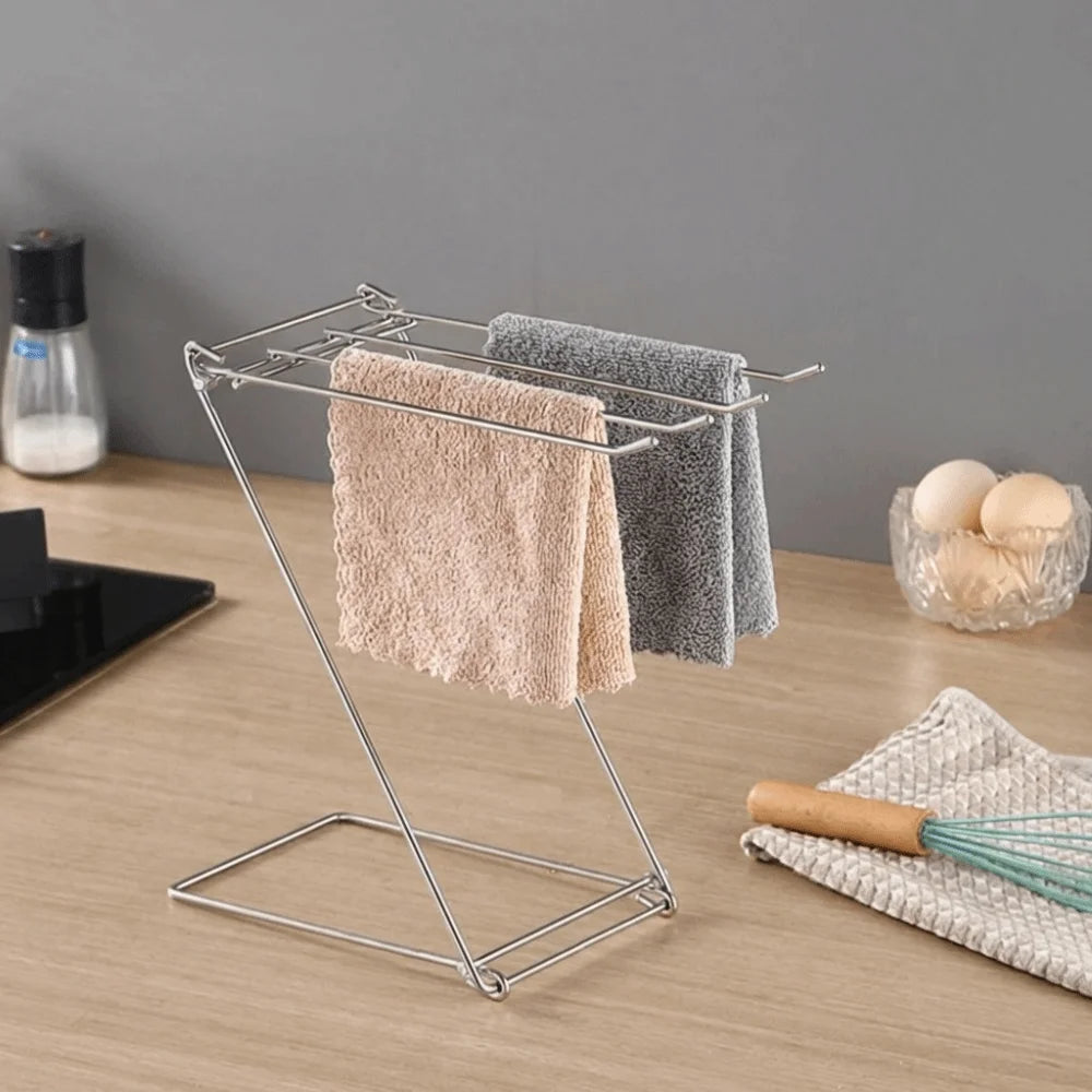 Freestanding Stainless Steel Hand Towel & Dishcloth Drying Rack