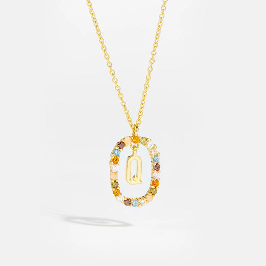 Feminine Initial Alphabet Q Necklace