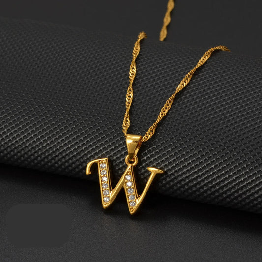 Cubic Zirconia Initial W Necklace