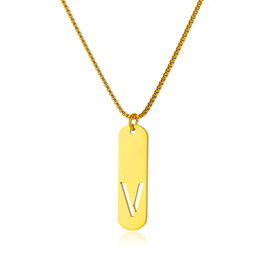 Hollow Initial V Necklace