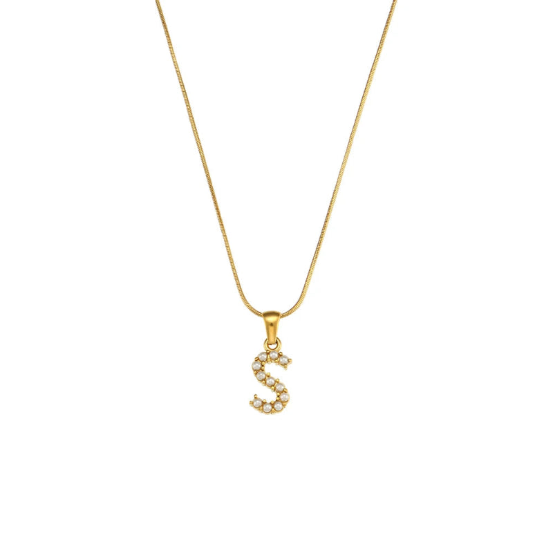 Pearl Initial Necklace
