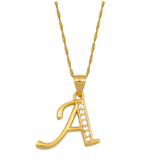 Cubic Zirconia Initial Necklace