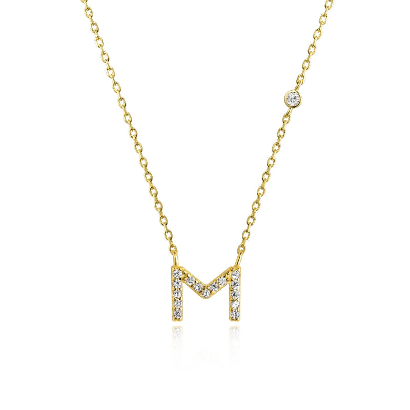 Sterling Silver Gold Letters Pendant Monogram Necklace