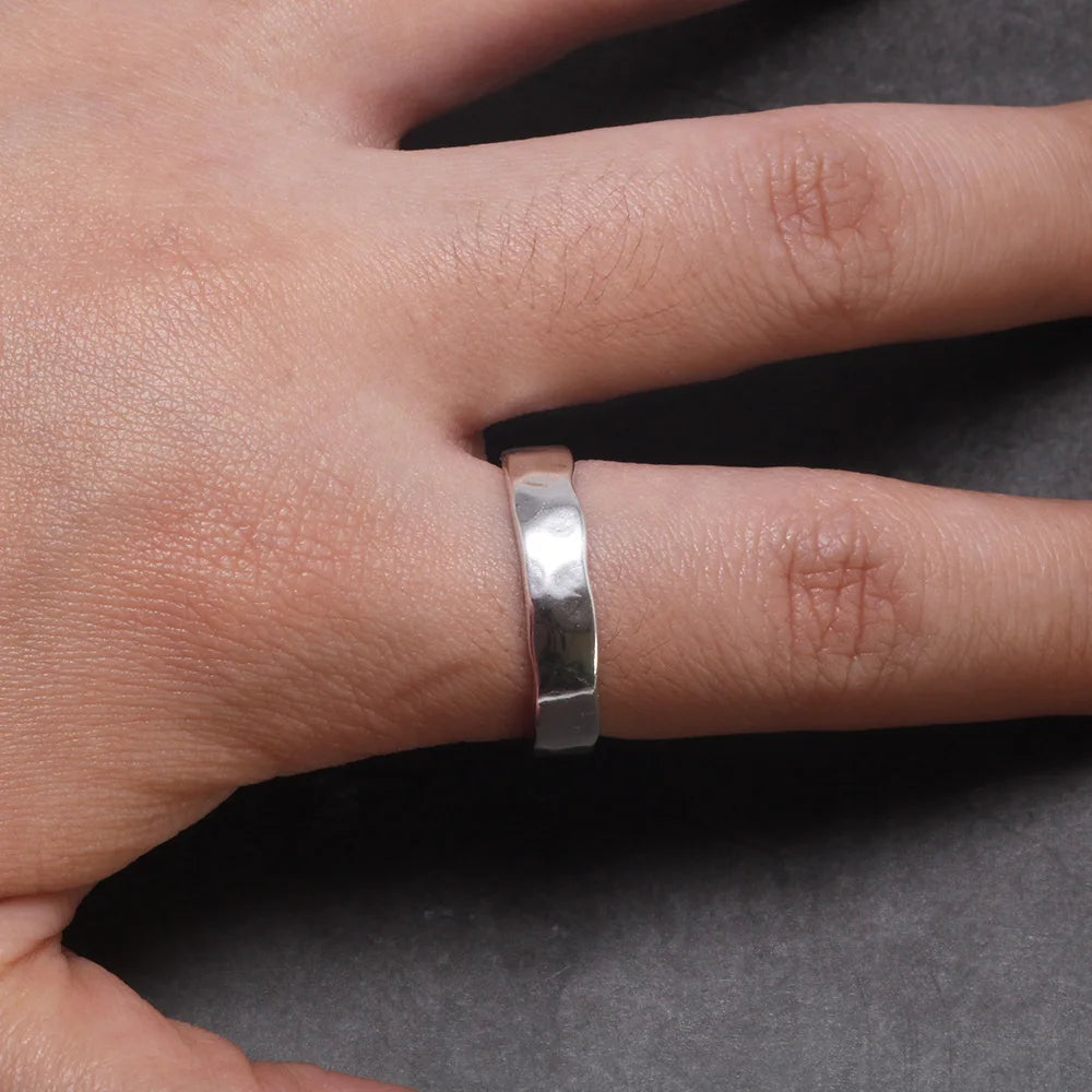 Adjustable Hand Hammer Pattern Men Women Ring