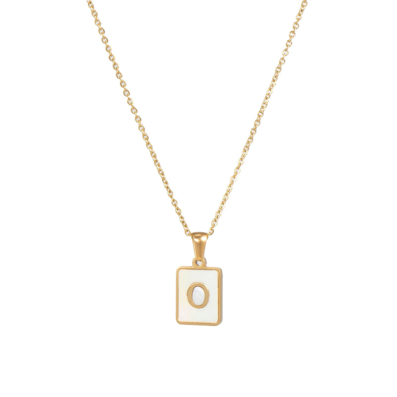 Minimalist Mother of Pearl Initial Necklace