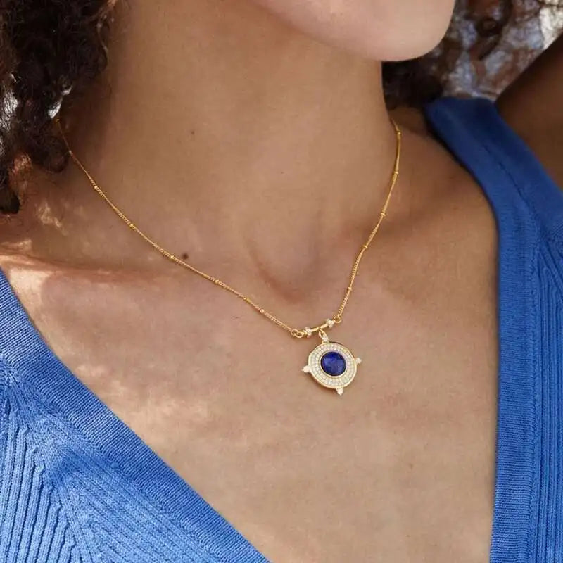 Lapis Lazuli Round Pendant Necklace