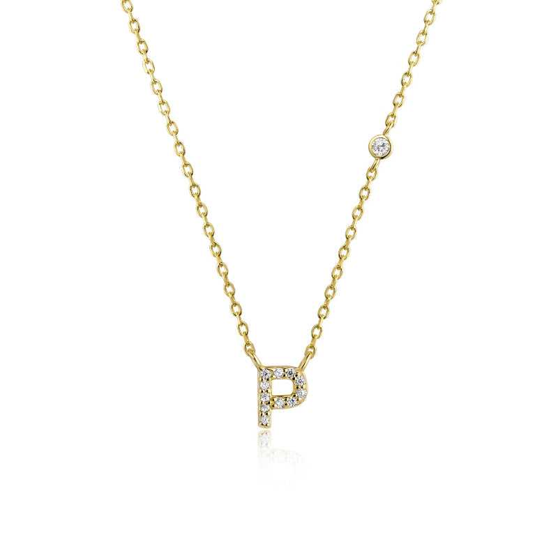 Sterling Silver Gold Letters Pendant Monogram Necklace