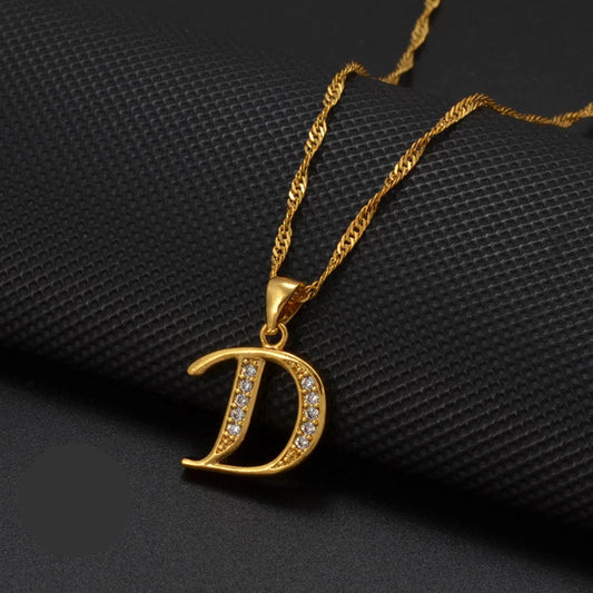 Cubic Zirconia Initial D Necklace
