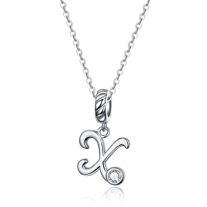 Vintage Initial Letter Charm Necklace