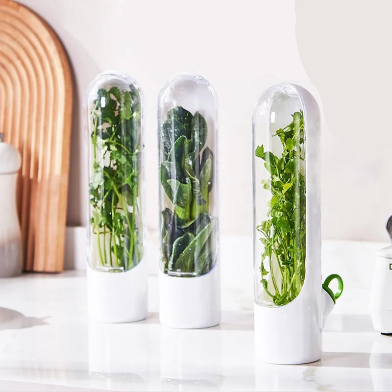 Fresh Herb Keeper & Vegetable Storage Pod — Airtight, Waterproof, Fridge-Ready