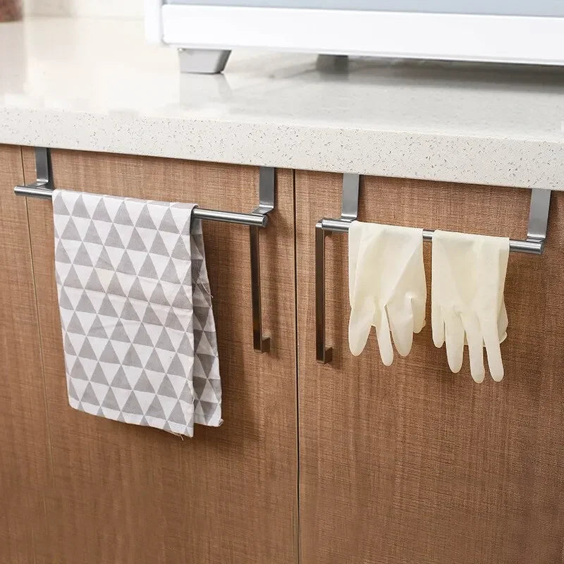 Over Cabinet Door Towel Bar – Stainless Steel Kitchen & Bathroom Hanger (1 or 2 pcs)