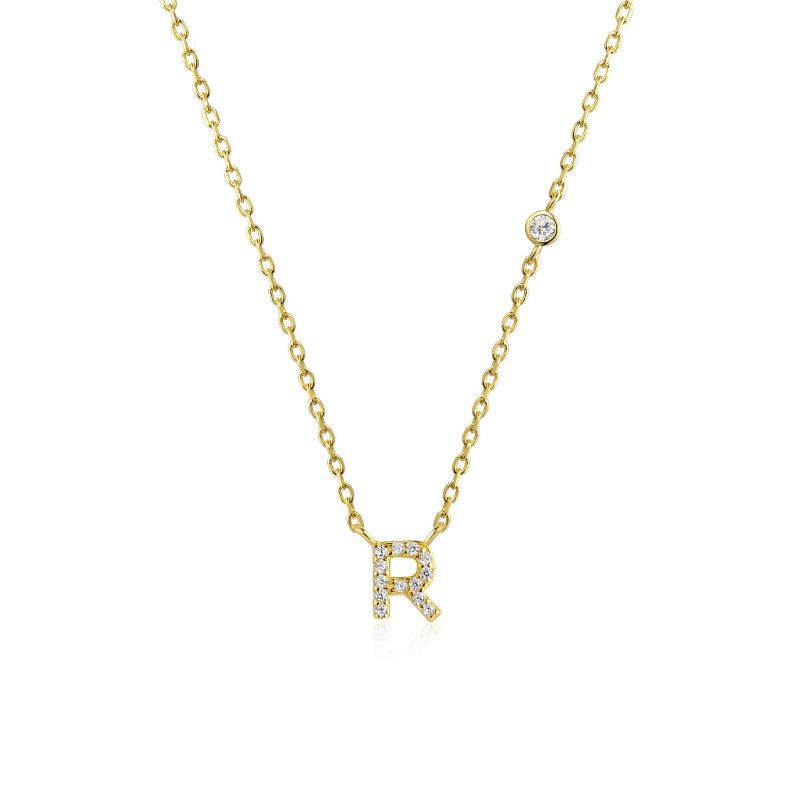 Sterling Silver Gold Letters Pendant Monogram Necklace