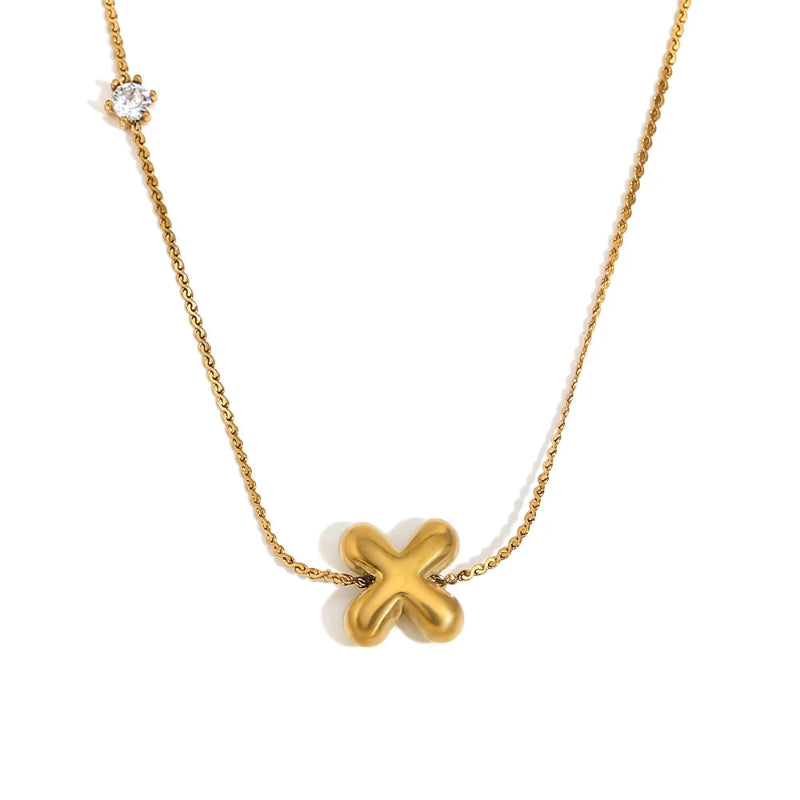 Mini Bubble Up initial With Zircon Necklace