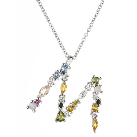 Colorful Initial M Necklace