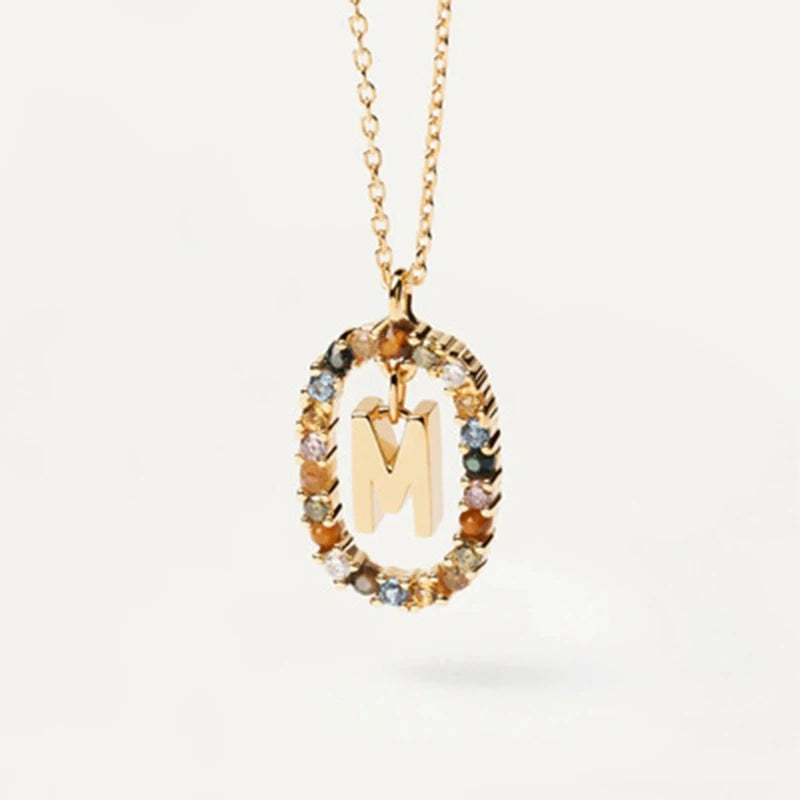 Coloured Zircon Letter Necklace