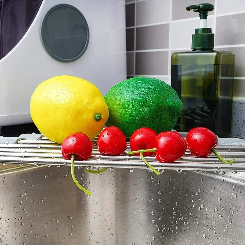 Foldable Triangle Dish Drying Rack | Corner Sink Organizer | Stainless Steel Roll-Up Drainer